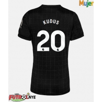 Camiseta Tottenham Hotspur Mohammed Kudus #20 Visitante Equipación para mujer 2025-26 manga corta